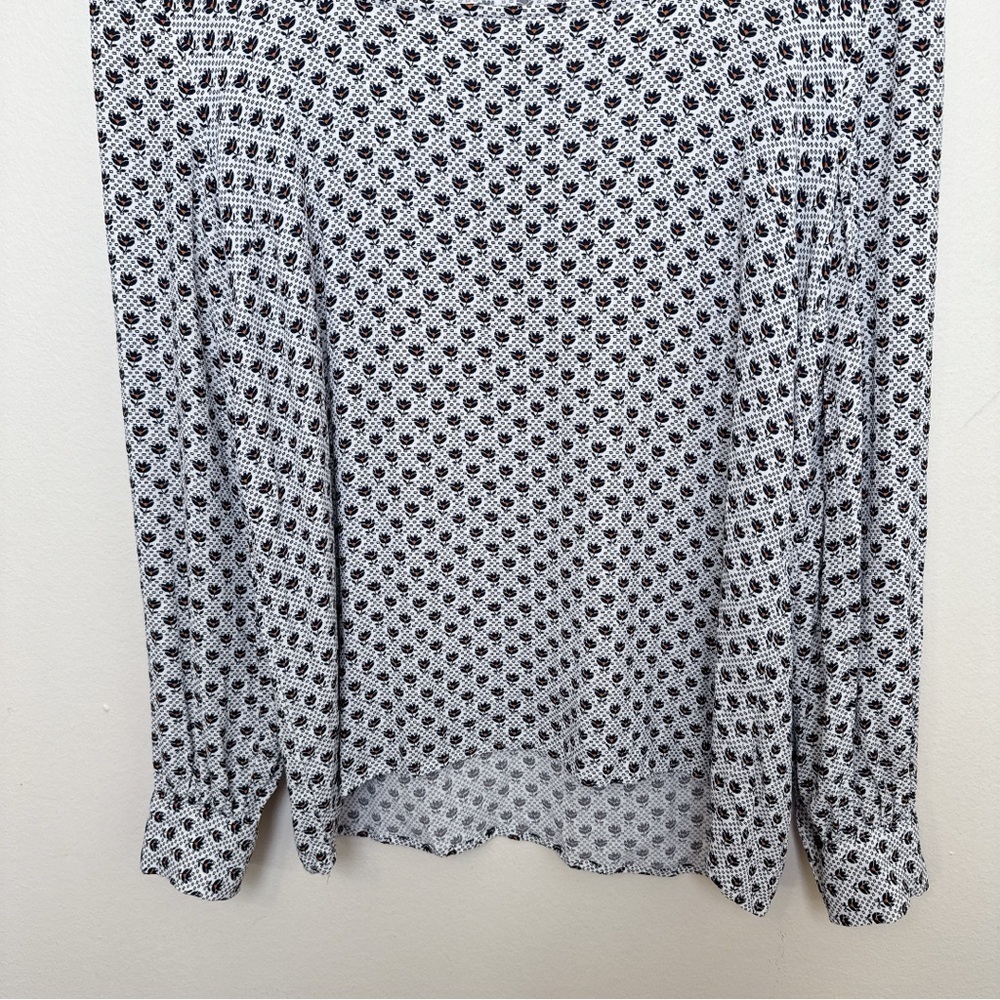 Loft Womens Small Rayon Long Sleeve Printed Blouse - Picture 6 of 15